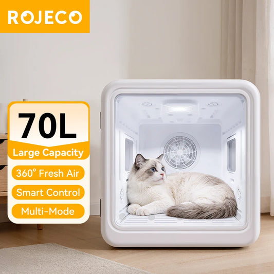 Automatic Pet Grooming Dryer Box, Large Capacity 70L with Adjustable Temperature and Speed Settings