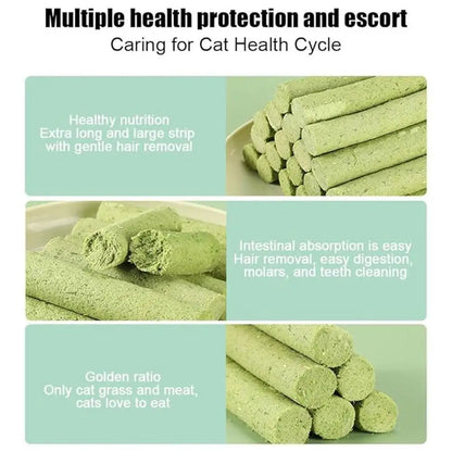 Cat Grass Dental Treat Sticks, Crunchy Cat Snacks for Chewing & Digestive Support - Bond Well Supplies