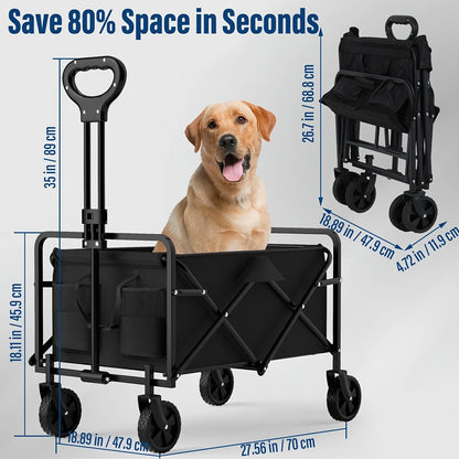 Heavy-Duty Foldable Pet Stroller, Rolling Dog & Cat Carrier Cart with Multiple Storage Compartments
