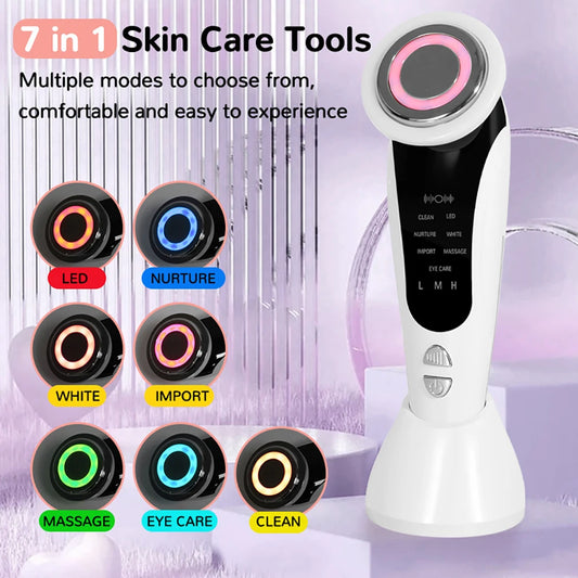 Electric Facial Beauty Device, 7 Modes & 3 Levels, Wireless Vibration Massage Tool - Bond Well Supplies