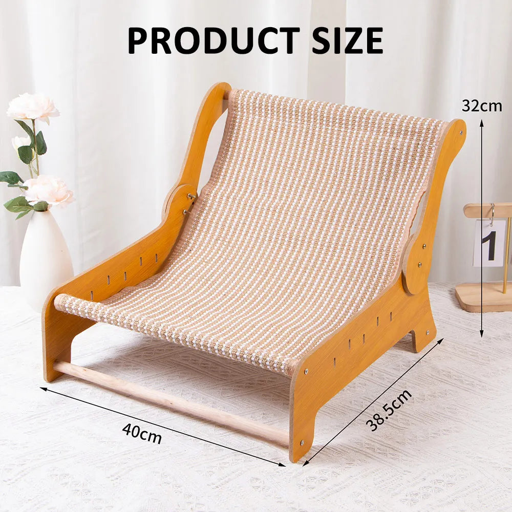 Cat Scratcher Bed, 2-in-1 Elevated Pet Sofa with Sisal Scratching Surface and Breathable Hammock - Bond Well Supplies