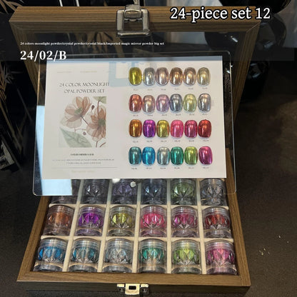 High-End Nail Art Set with 24 Mirror Powder Colors and Ultra-Fine Glitter Effects