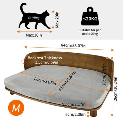 Wooden Pet Couch Bed, Elevated Small Dog Sofa with Comfortable Cushion for Puppies & Kitte - Bond Well Supplies