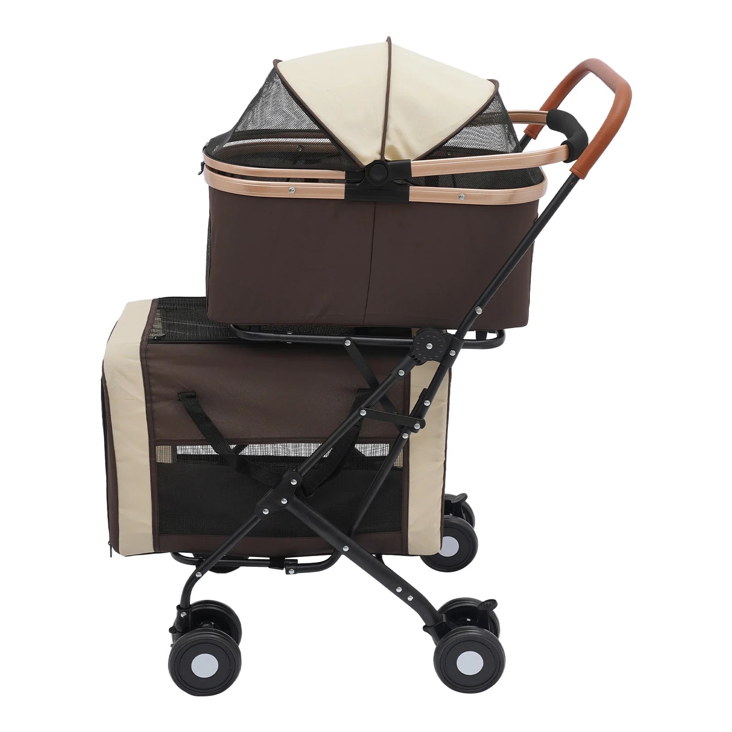 3-in-1 Multifunctional Pet Stroller with 2 Removable Pet Carriers for Small and Medium Dogs