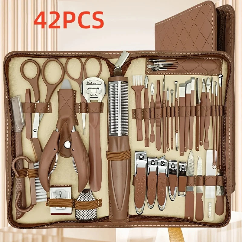 Professional 42PCS Nail Clipper Set, Stainless Steel Cuticle Nippers & Manicure Tools with Storage Case - Bond Well Supplies