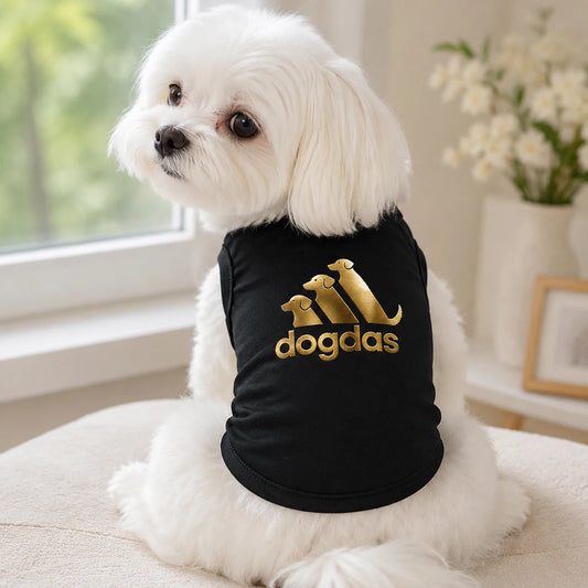 Black & Pink Dog Singlet, Foil-Stamped Funny Pet Clothing for Small & Medium Dogs - Bond Well Supplies