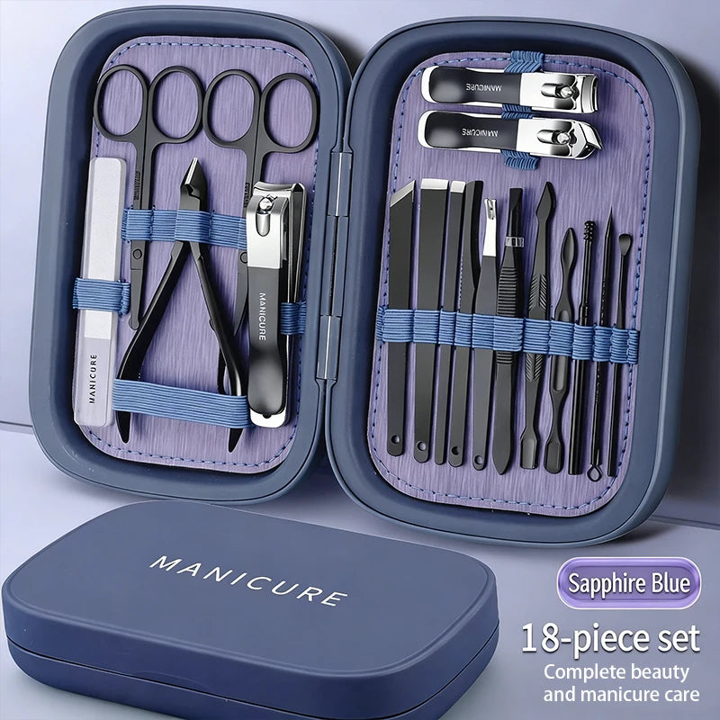 Stainless Steel Nail Clipper Set, 10-22PCS Manicure & Pedicure Tools with Portable Case - Bond Well Supplies