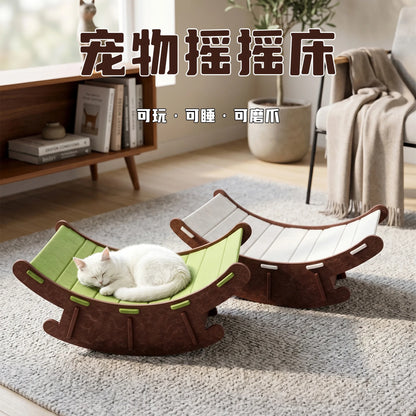 Integrated Pet Swing Chair, Cat Scratching Board & Comfortable Swing Bed for Indoor Cats - Bond Well Supplies