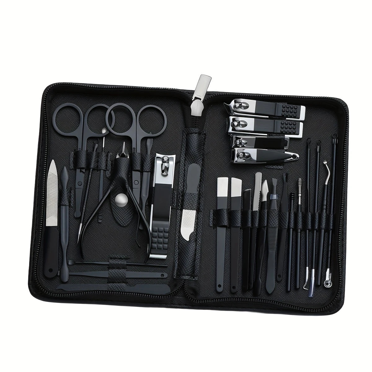 Complete 30-Piece Nail Clipper Kit, Stainless Steel Manicure & Pedicure Tools with Portable Travel Grooming Case - Bond Well Supplies