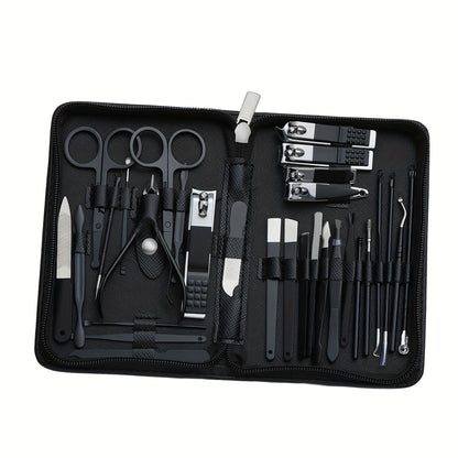 Complete 30-Piece Nail Clipper Kit, Stainless Steel Manicure & Pedicure Tools with Portable Travel Grooming Case - Bond Well Supplies