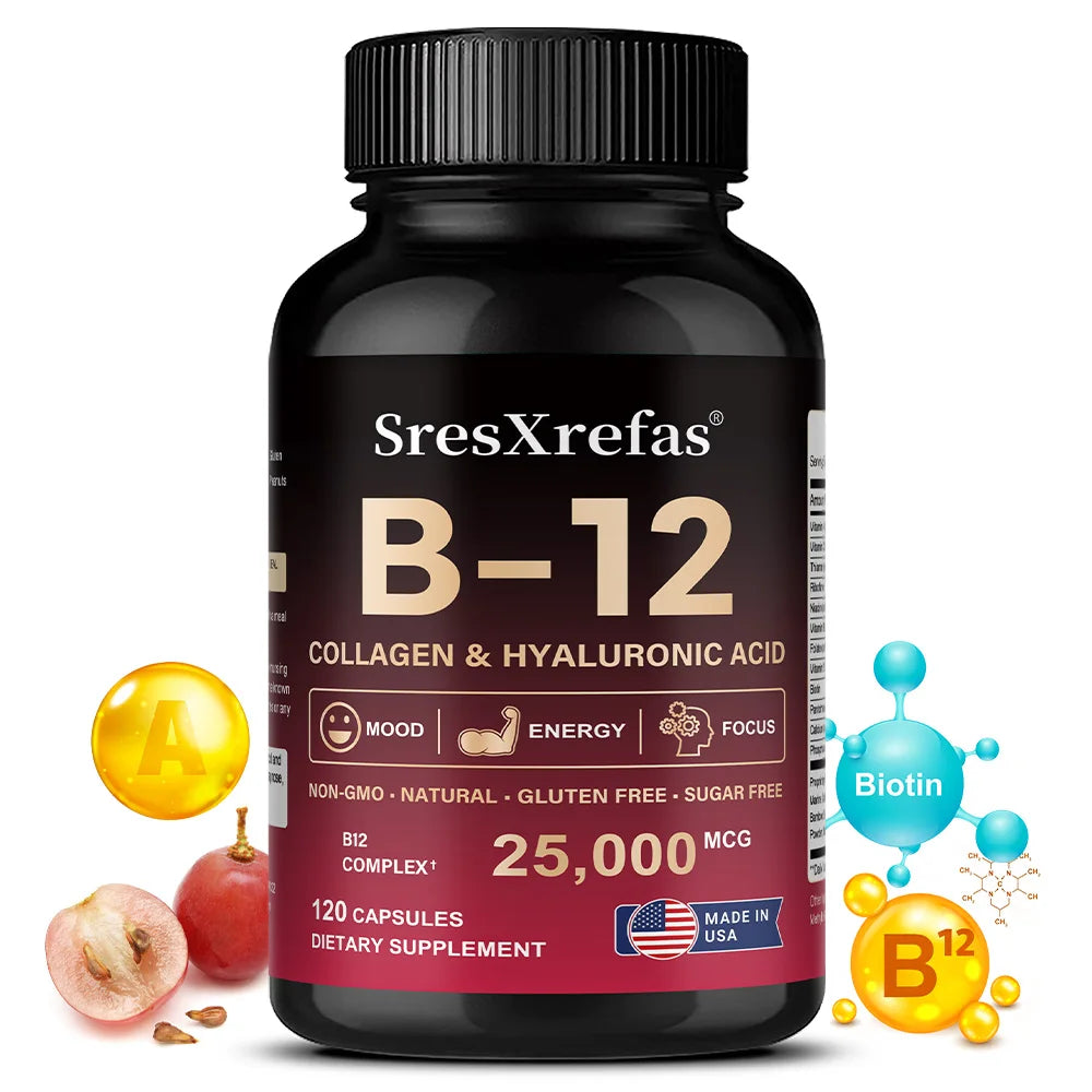 Vitamin B12 with Collagen & Hyaluronic Acid, Daily Energy, Nervous System & Overall Wellness Support SEO-Optimi - Bond Well Supplies