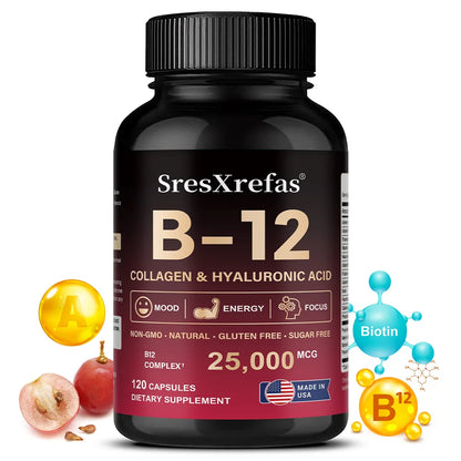 Vitamin B12 with Collagen & Hyaluronic Acid, Daily Energy, Nervous System & Overall Wellness Support SEO-Optimi - Bond Well Supplies