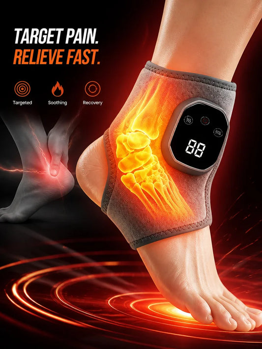 Electric Heated Foot Massager, Ankle Wrap with Multiple Vibration Modes for Home Use