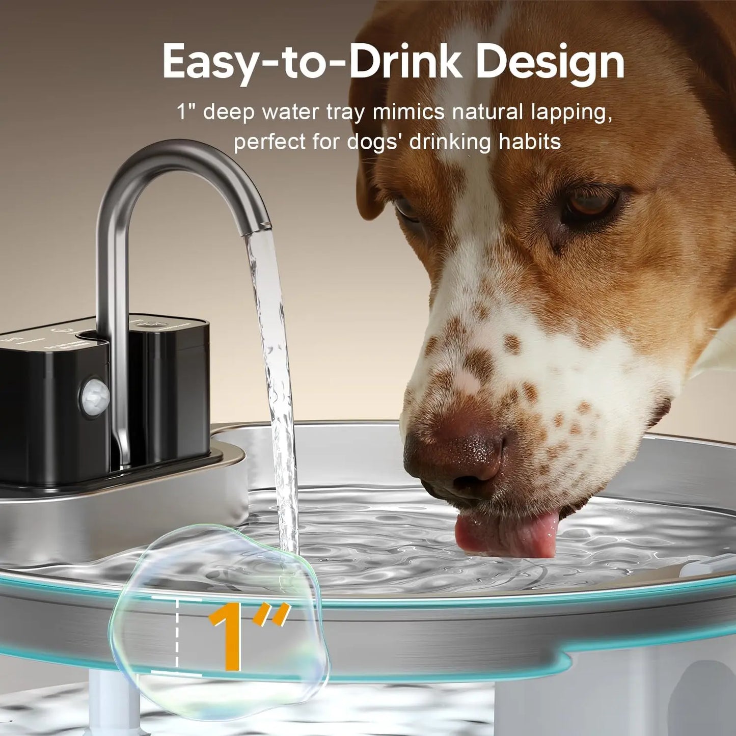 Wireless Rechargeable 7L Cat & Dog Water Fountain, Stainless Steel Automatic Sensor Pet Drinking Dispenser