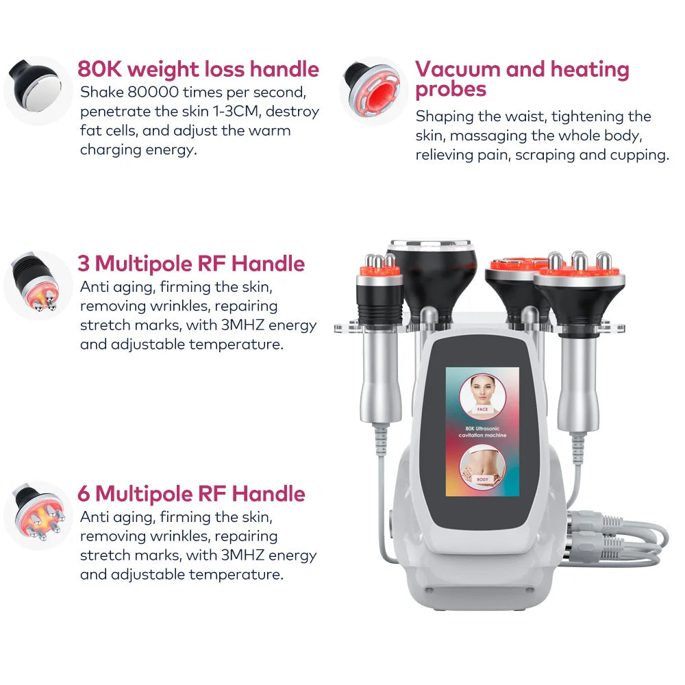 4-in-1 80K Cavitation Body Slimming Machine, Ultrasonic Beauty Device with Vacuum Suction & Facial Massage - Bond Well Supplies
