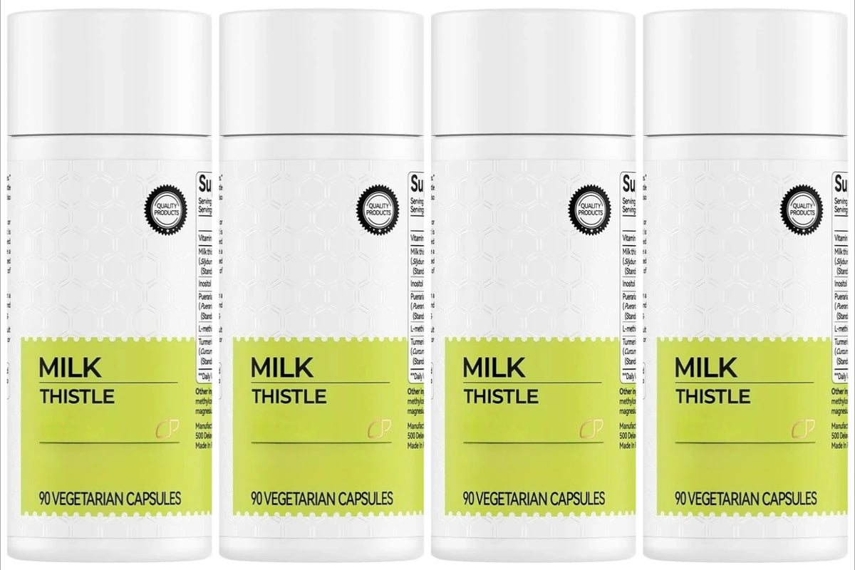 Milk Thistle Herbal Supplement 300mg with Vitamin C & Inositol, 90 Capsules, Non-GMO & Gluten-Free - Bond Well Supplies