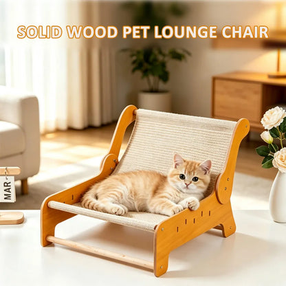 Cat Scratcher Bed, 2-in-1 Elevated Pet Sofa with Sisal Scratching Surface and Breathable Hammock - Bond Well Supplies