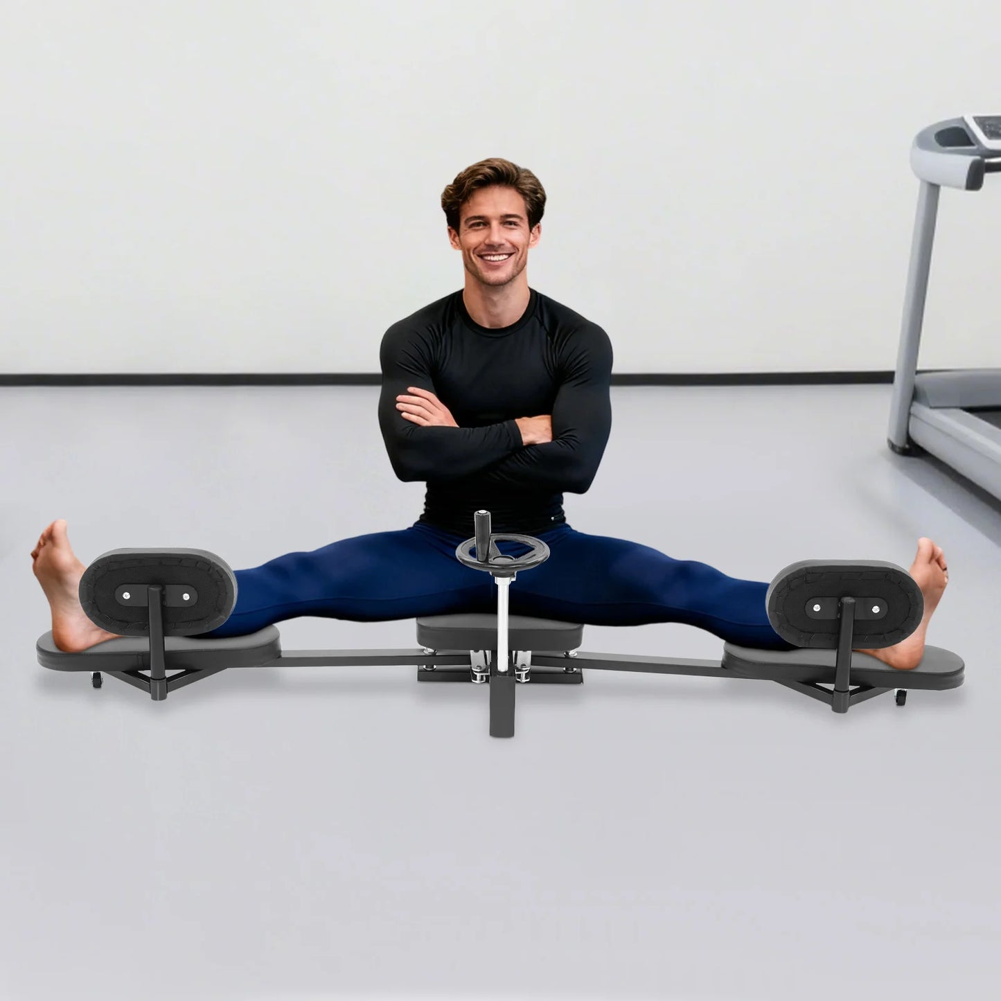Adjustable Leg Stretching Machine, Horizontal Split Trainer with PU Padded Cushion, 220.46 lb Capacity