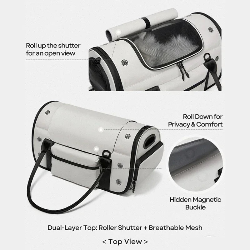 Collapsible Large-Space Pet Carrier, Breathable Oxford Fabric Bag with Multiple Air Vents