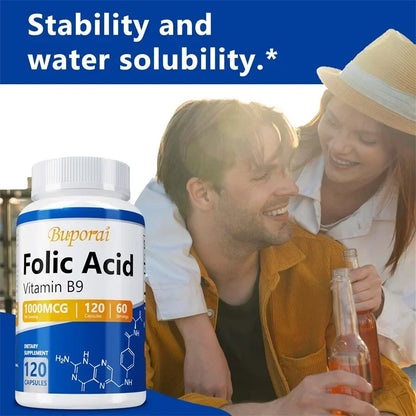 Folic Acid Supplement for Heart Health, Nervous System Health and Prenatal Support