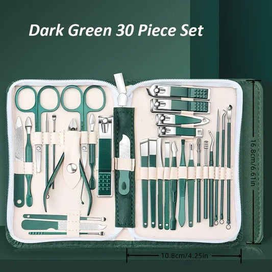 30-Piece Professional Stainless Steel Manicure and Pedicure Set with Travel Case