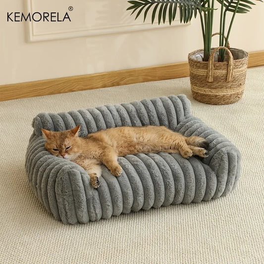 KEMORELA Cat Bed, Striped Polyester Sofa with Soft Breathable Design for Small & Medium Cats - Bond Well Supplies