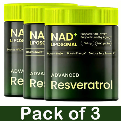 Liposomal NAD+ Advanced Supplement with Resveratrol, NAD Plus Capsules for Brain Function and Cellular Support