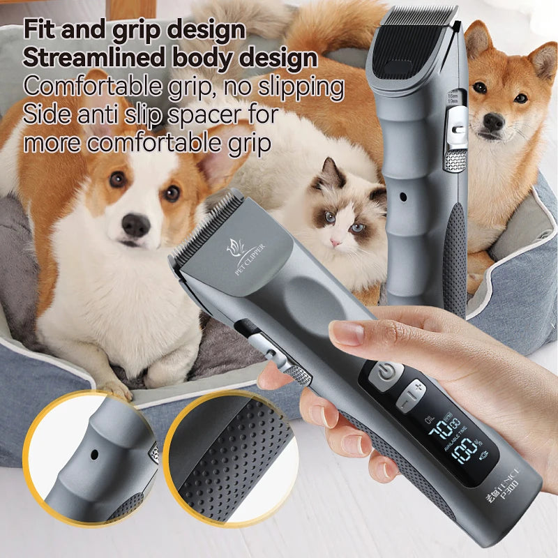 Fenice Professional Cordless Pet Hair Clipper, Rechargeable Low-Noise Grooming Trimmer & Shaver Kit