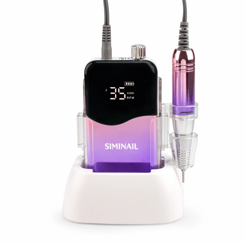 SIMINAIL Rechargeable Nail Drill Machine, 35000RPM Portable Electric E-File with Manicure Bit Set - Bond Well Supplies
