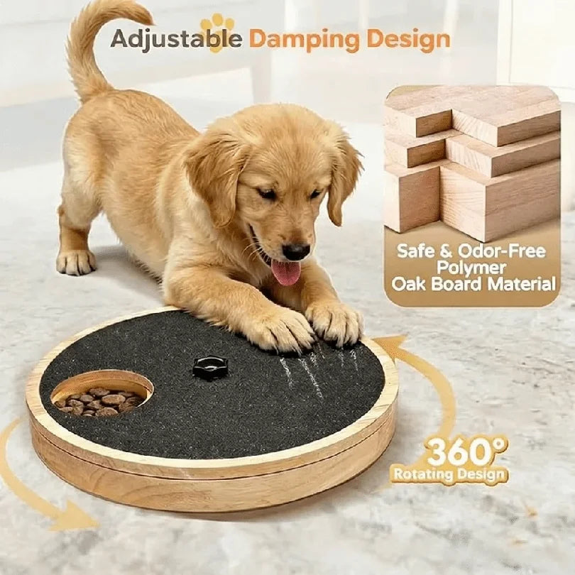 Dog Nail File Toy, Rotating Scratch Board with Treat Box, Non-Slip Solid Wood Design - Bond Well Supplies