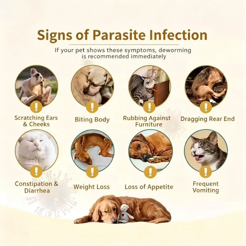 Pet Deworming Tablets for Dogs & Cats, Broad-Spectrum Internal Worm Treatment