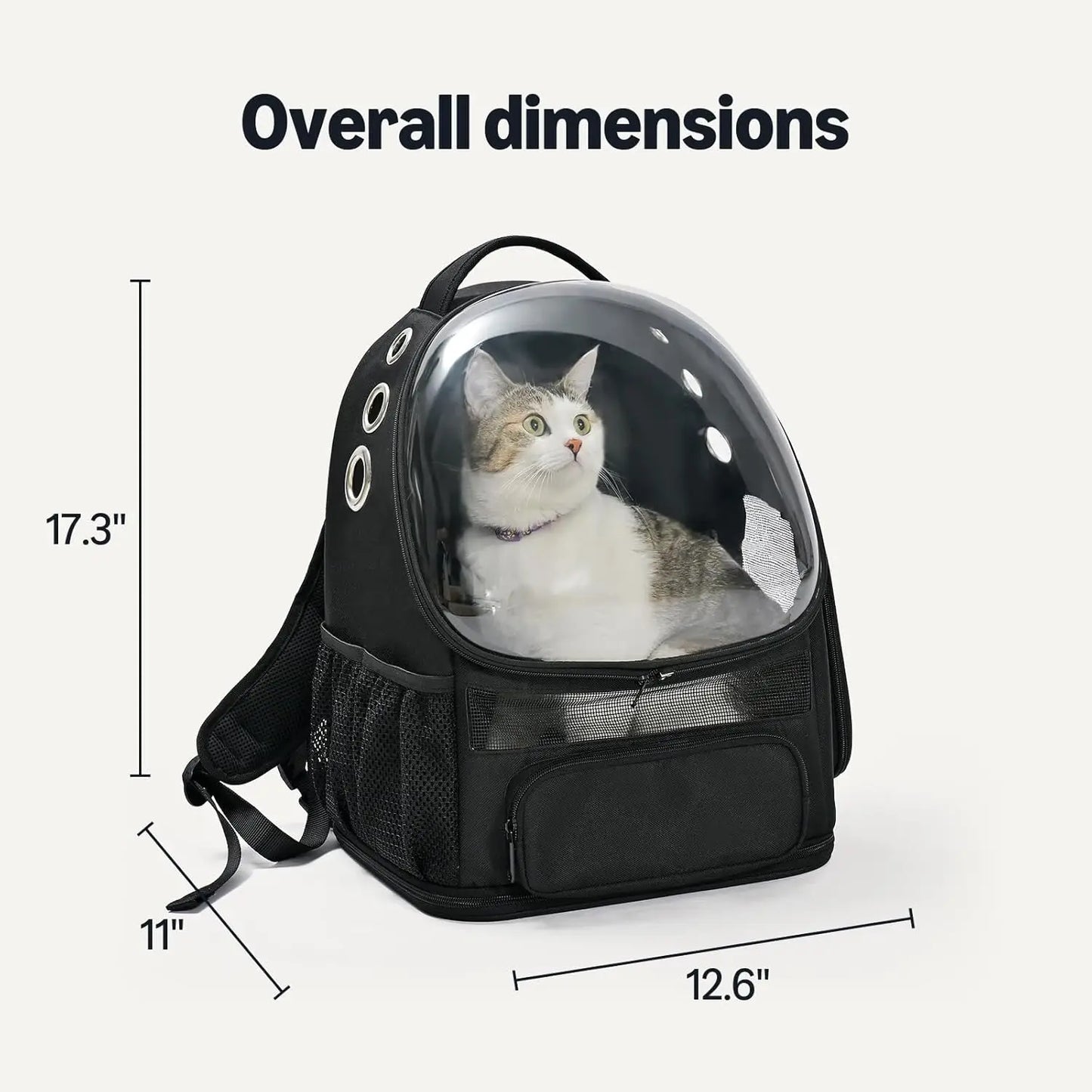 Pet Carrier Backpack for Small Cats and Dogs with Bubble Window, Ventilated Mesh and Foldable Design