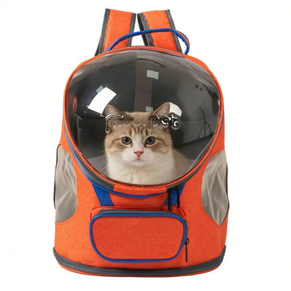 Portable Cat & Dog Backpack Carrier, Foldable Transparent Design with Zipper Closure