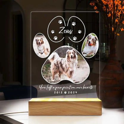 Custom Pet Photo Night Light, Personalized Acrylic Plaque for Dog and Cat Memorial Gifts