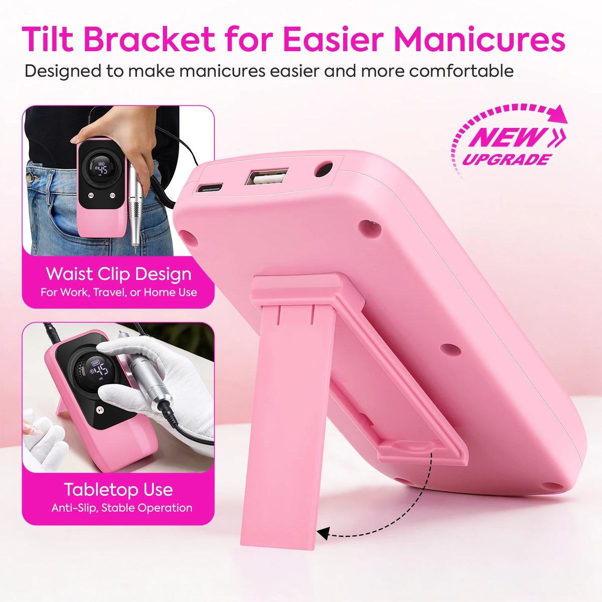 Rechargeable 45000RPM Electric Nail Drill, Portable Nail File for Acrylic Nails & Nail Art - Bond Well Supplies