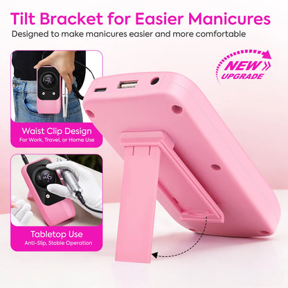 Rechargeable 45000RPM Electric Nail Drill, Portable Nail File for Acrylic Nails & Nail Art - Bond Well Supplies
