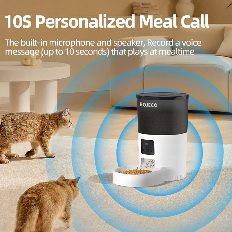 ROJECO Automatic Cat Feeder with Camera, Smart Pet Food Dispenser with Voice Recorder & Remote Control - Bond Well Supplies