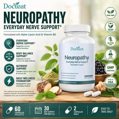 Alpha Lipoic Acid Vitamin B6 Capsules, Nerve & Body Wellness Support, Daily Care Supplement, 60 Count - Bond Well Supplies