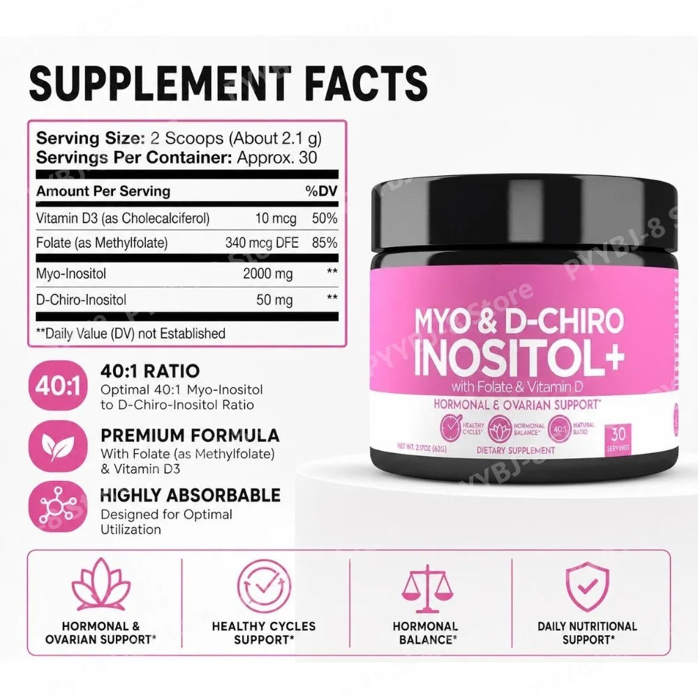 Women's Inositol Capsules, Myo & D-Chiro Inositol 40:1 Ratio with Folate & Vitamin D3, 30 Coun - Bond Well Supplies