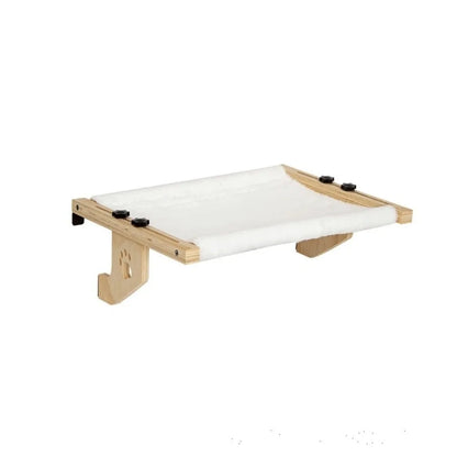 Cat Window Hammock, Durable Wooden Frame Hanging Bed with Paw Print Design for Indoor Cats - Bond Well Supplies