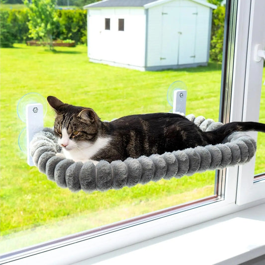 Winter Cat Window Hammock, Foldable Suction Cup Hanging Bed for Sunbathing & Resting - Bond Well Supplies
