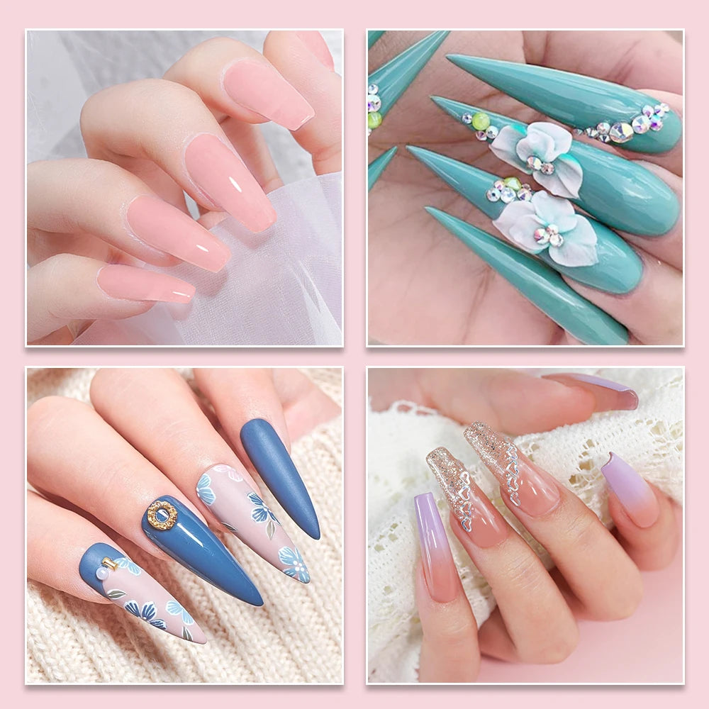 Professional Acrylic Nail Extension Kit, Powder & Liquid Monomer with Crystal Glitter, 3D Nail Tips & Art Tools - Bond Well Supplies