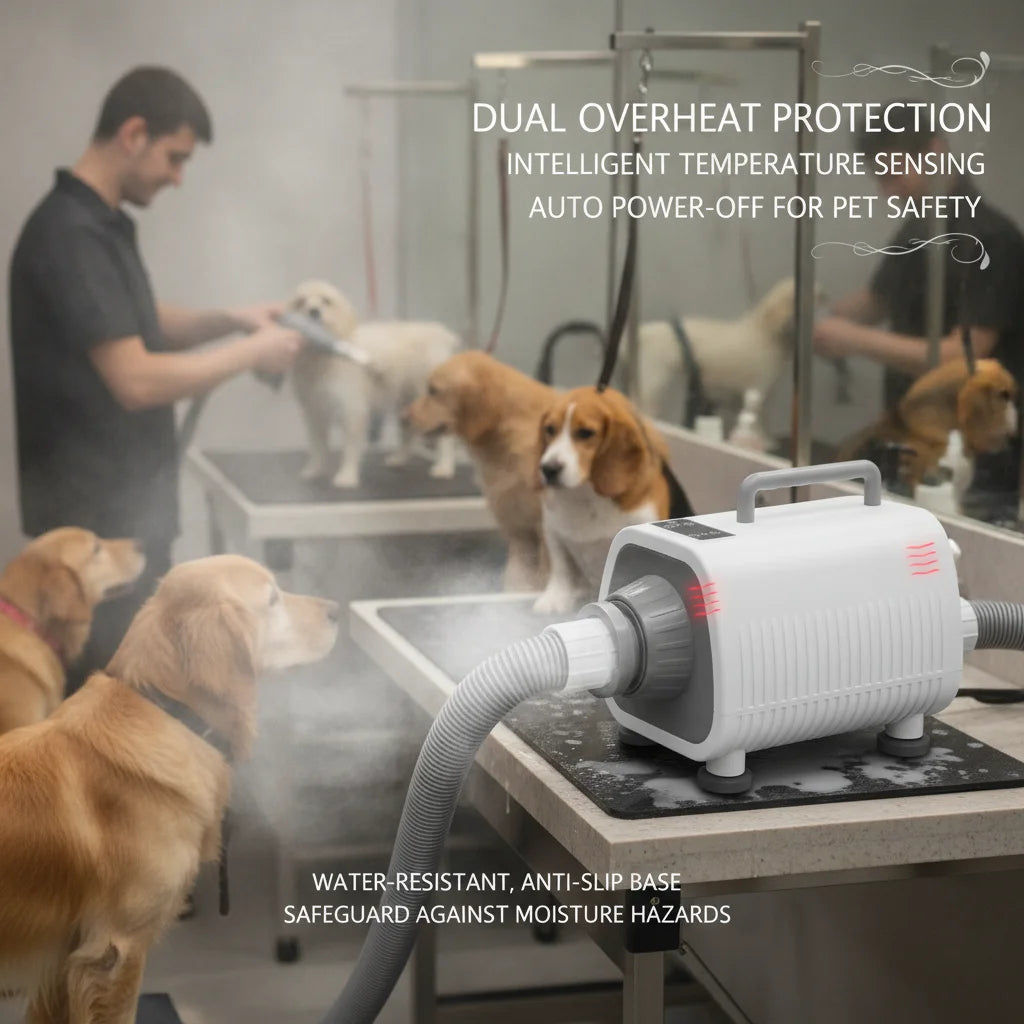 Professional Pet Grooming Dryer, 2100W Dog & Cat Hair Dryer with 9 Speeds, 9 Temperature Settings, 3 Nozzles & 6.56ft Hose
