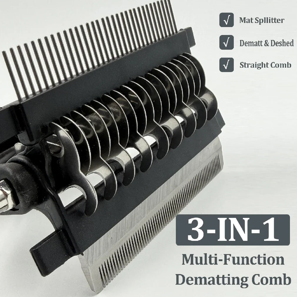 Double-Sided Pet Grooming Brush, 3-in-1 Deshedding Comb & Fur Detangling Knot Cutter for Dogs and Cats