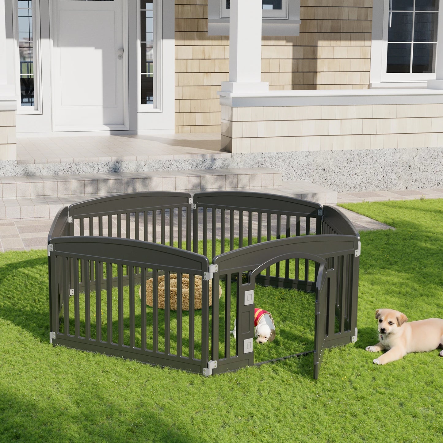 JHK 6-Panel Plastic Dog Playpen, 24-Inch Expandable Pet Fence for Indoor and Outdoor Use