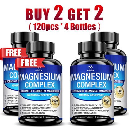 Magnesium Capsules with Glycinate, Malate & Citrate Blend for Muscle, Bone and Sleep Support