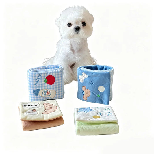 Treat-Hiding Snuffle Puzzle Book, Crinkle Plush Interactive Toy for Dogs, Cats & Small Pets - Bond Well Supplies
