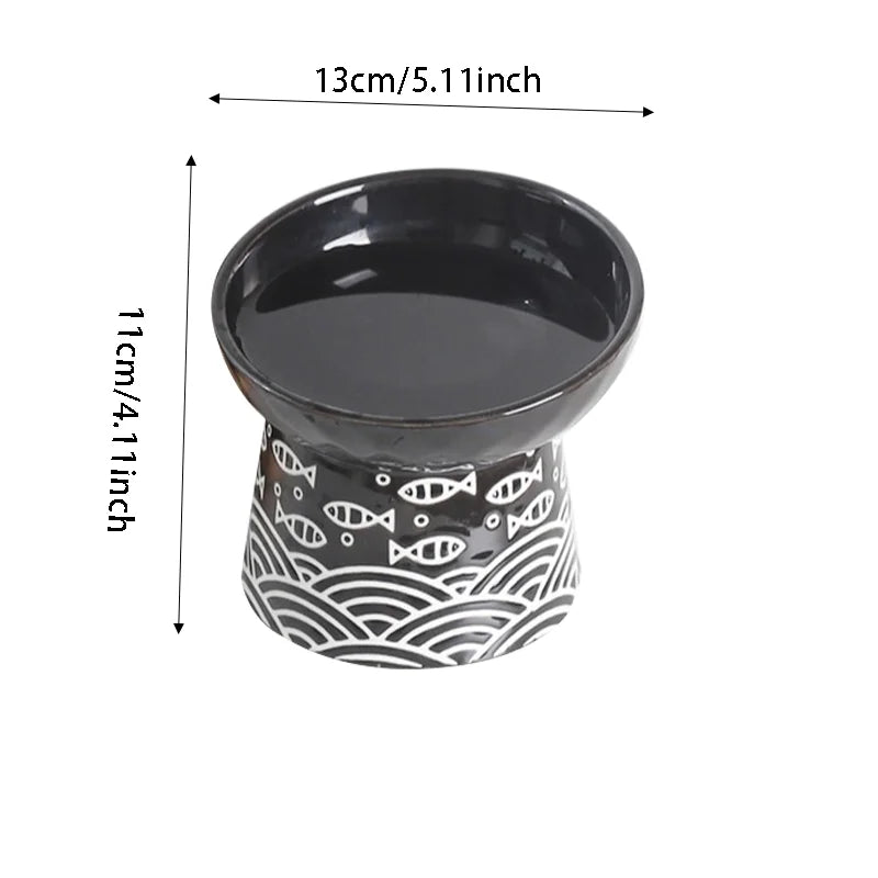 Durable Ceramic Pet Bowl, Elevated Raised Feeding Dish for Cats & Small Dogs - Bond Well Supplies
