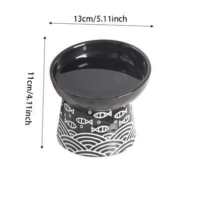 Durable Ceramic Pet Bowl, Elevated Raised Feeding Dish for Cats & Small Dogs - Bond Well Supplies