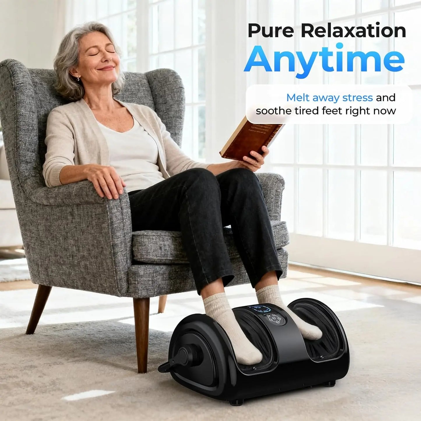 Shiatsu Foot and Calf Massager with Heat, Air Compression, Vibration and Deep Kneading